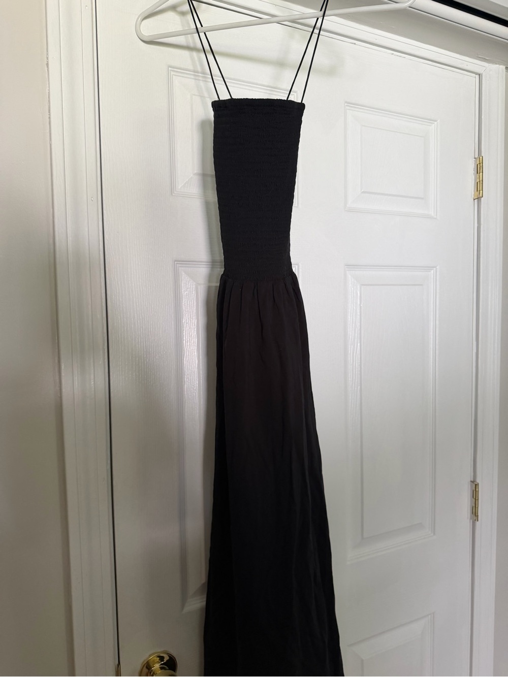 Reformation smocked black midi/maxi dress